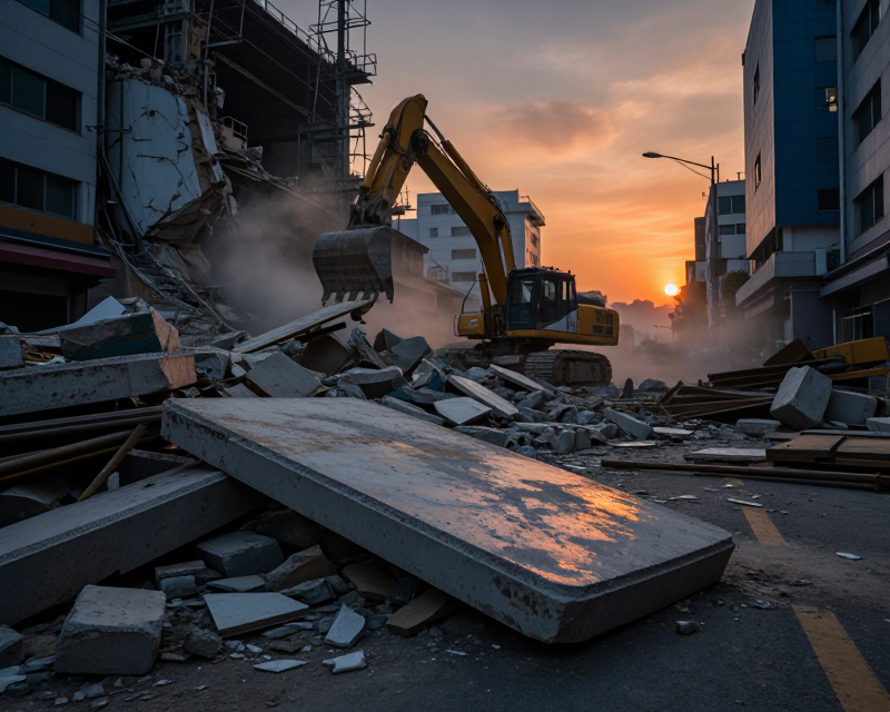 Urban Construction Collapse Scene