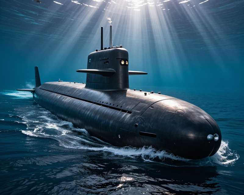 Cinematic Submarine in Deep Ocean