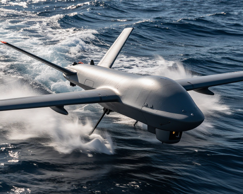 Military Drone over Sea