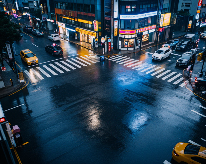 Rainy Seoul Urban Scene