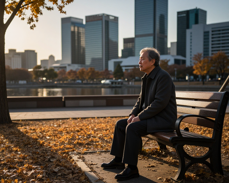 South Korea Aging Society Concept