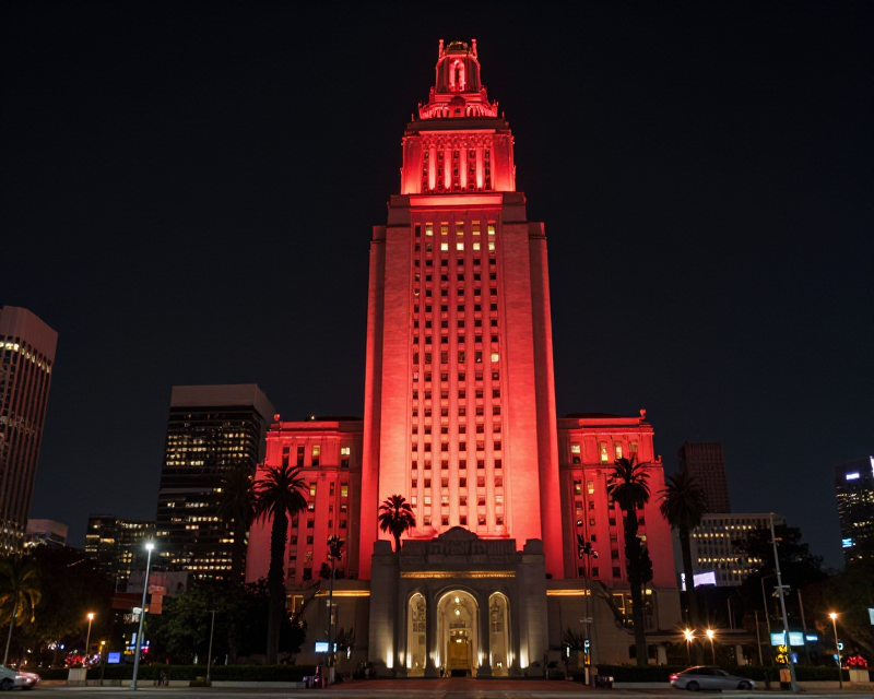 LA City Hall Red Light