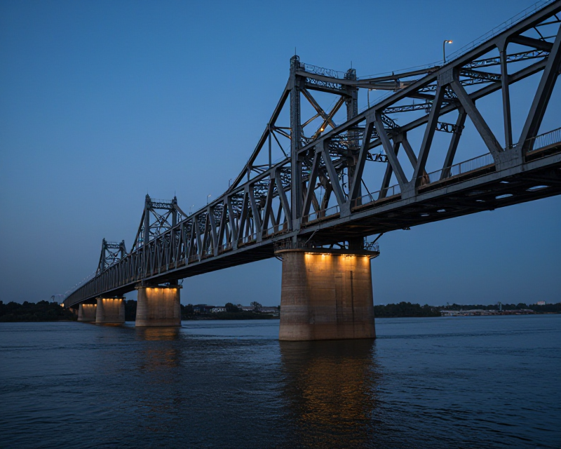 Cinematic view of the New Amnok River Bridge